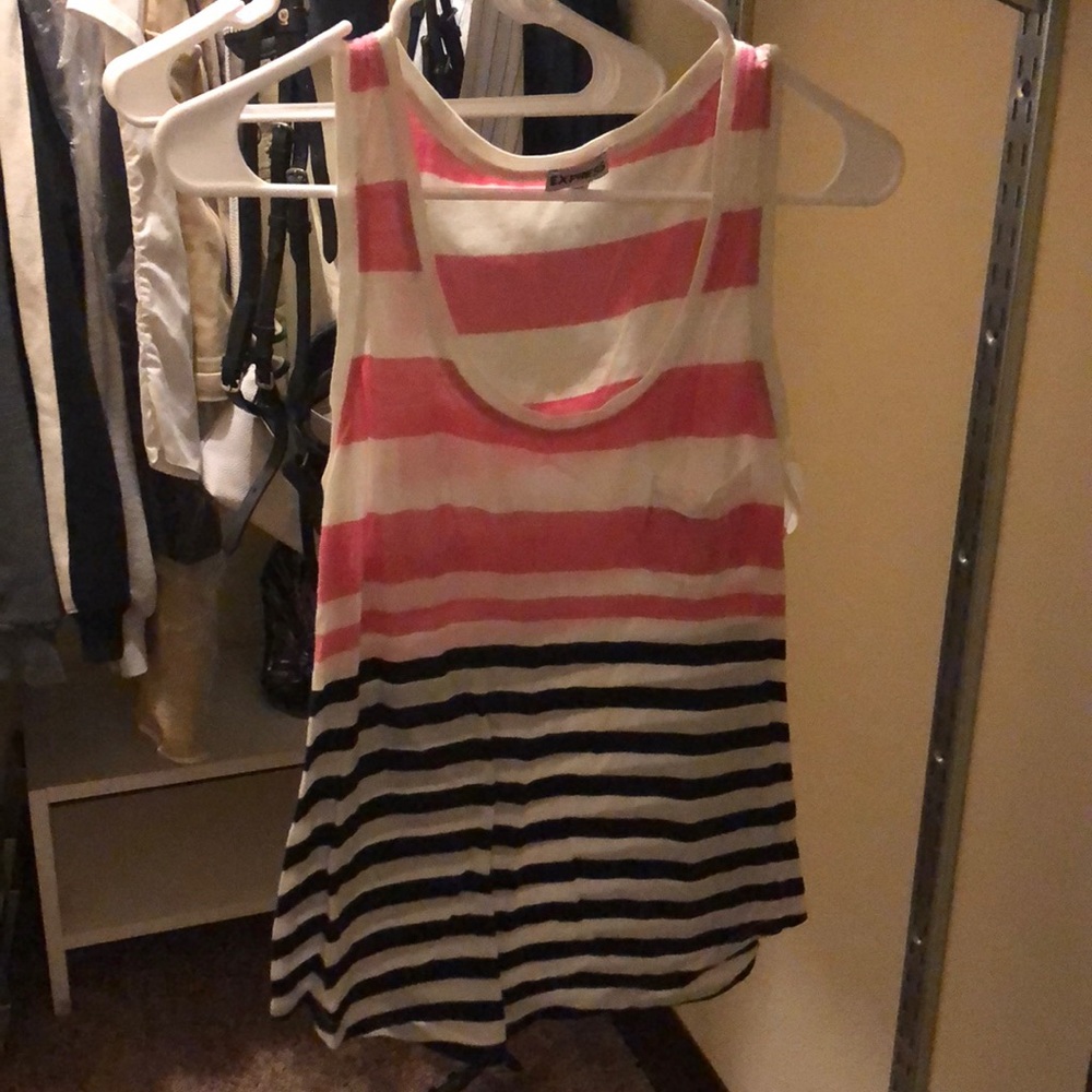 Pink blue and white Express tank